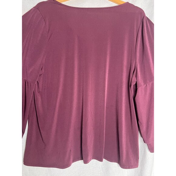 Lane Bryant Burgundy Bell 3/4 Sleeve V-Neck Blouse 18/20 Women Pullover Comfy - Picture 8 of 16